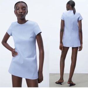 Zara Romper Mini Dress Jumpsuit Blue